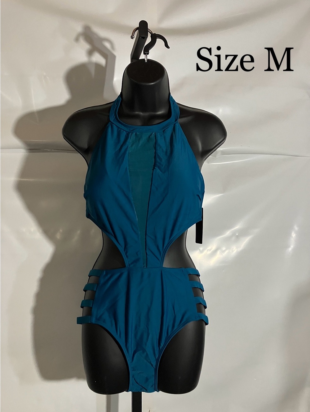 Teal Halter Cutout One-Piece Swimsuit - Size M